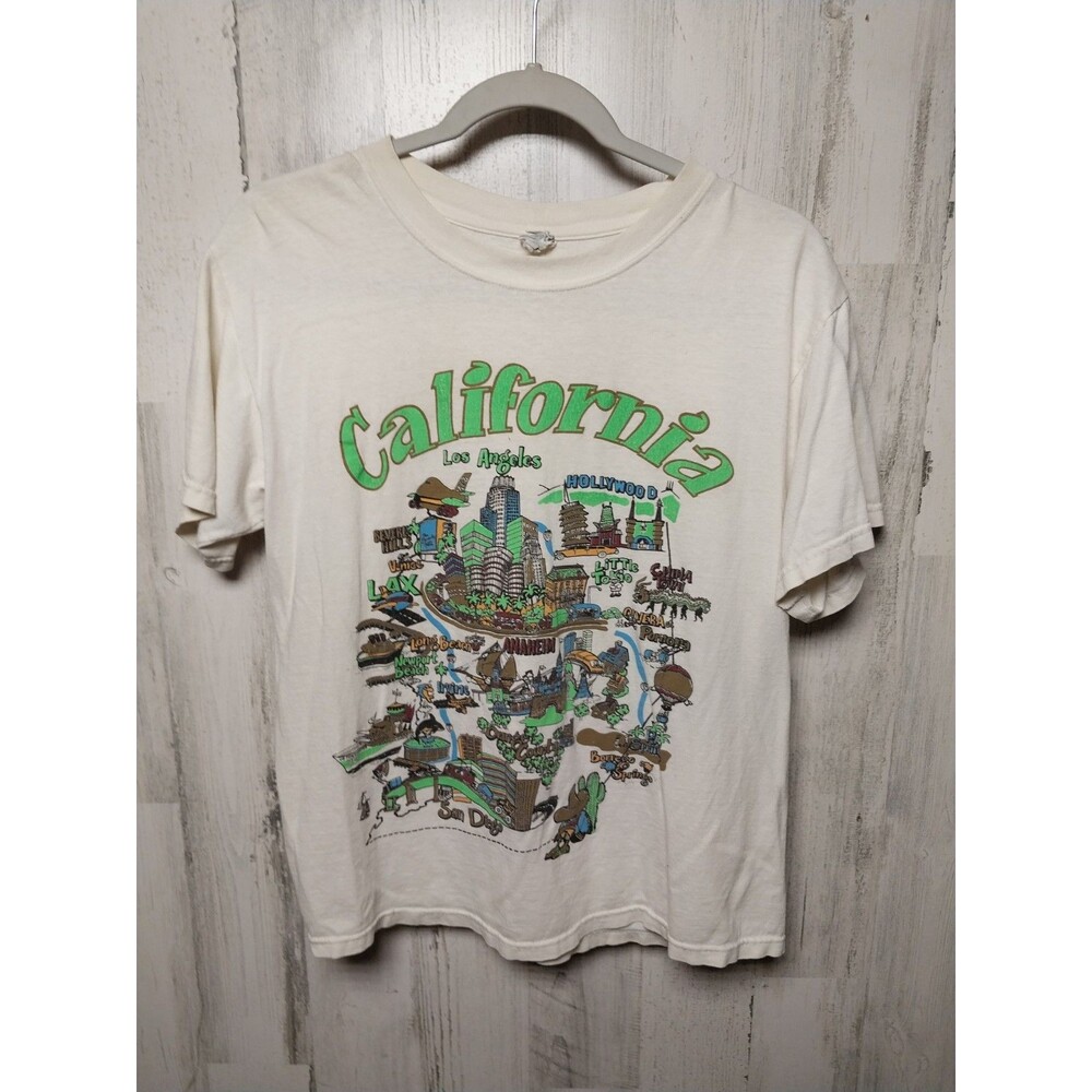 Vintage 1990s California Map T Shirt Men’s Medium Hollywood Los Angeles 90s Vtg